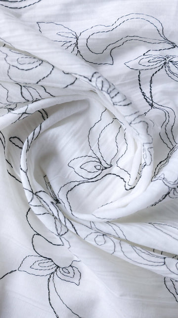 Tissu Coton Brodé Blanc - Tissus Meter