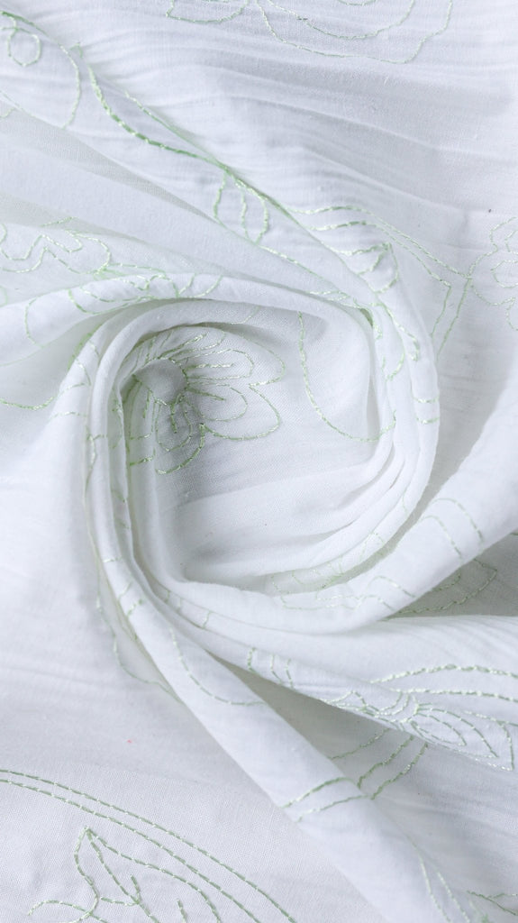 Tissu Coton Brodé Blanc - Tissus Meter
