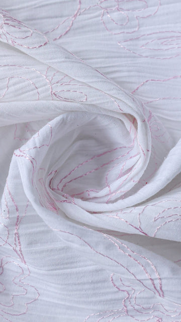 Tissu Coton Brodé Blanc - Tissus Meter