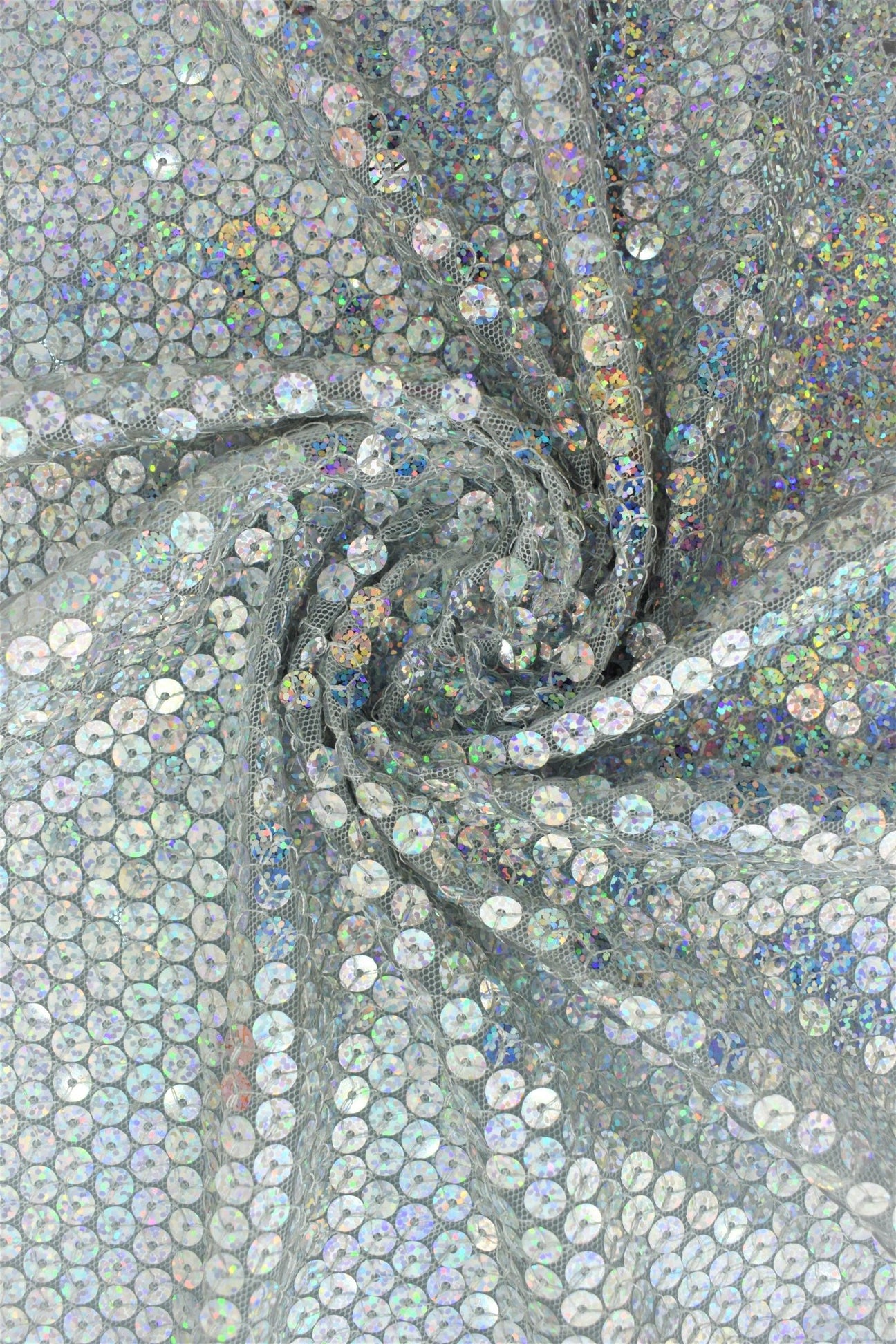 Tissus Paillette Sequins Hologramme Sur Resille - Tissus Meter